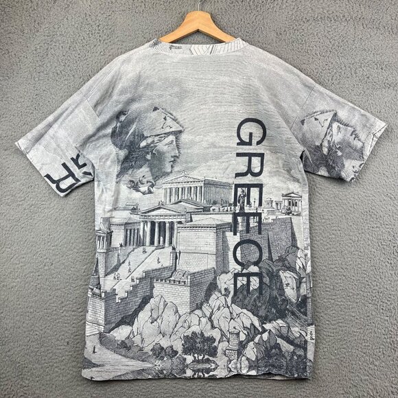 Vintage 90s Greece All Over Print Tee Shirt size M - Picture 2 of 8
